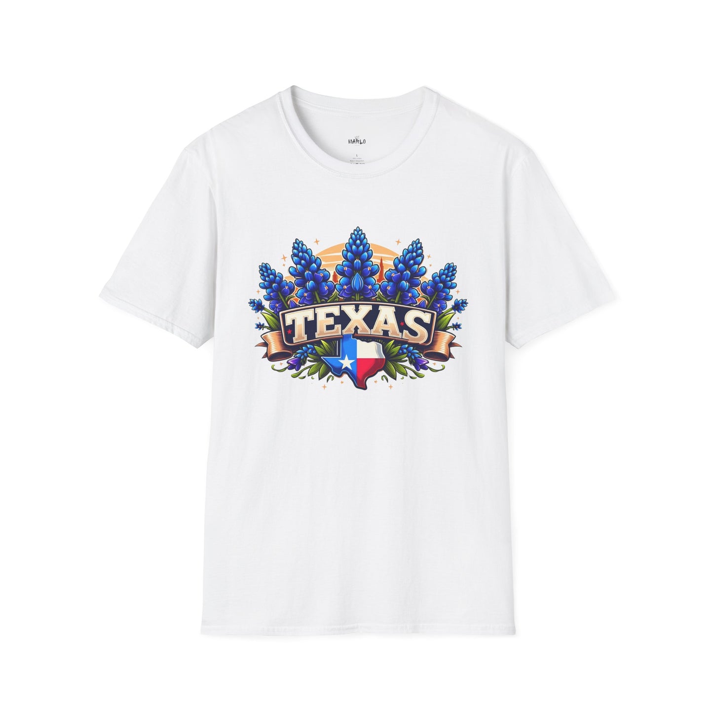 Texas State Flag Softstyle T-Shirt with Bluebonnet Flowers