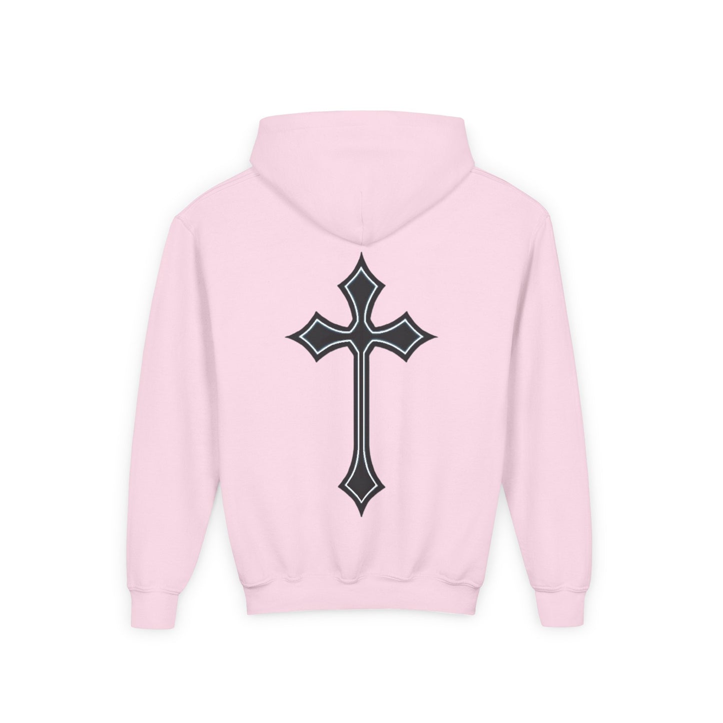 Youth Heavy Blend Hooded Sweatshirt with Cross Design