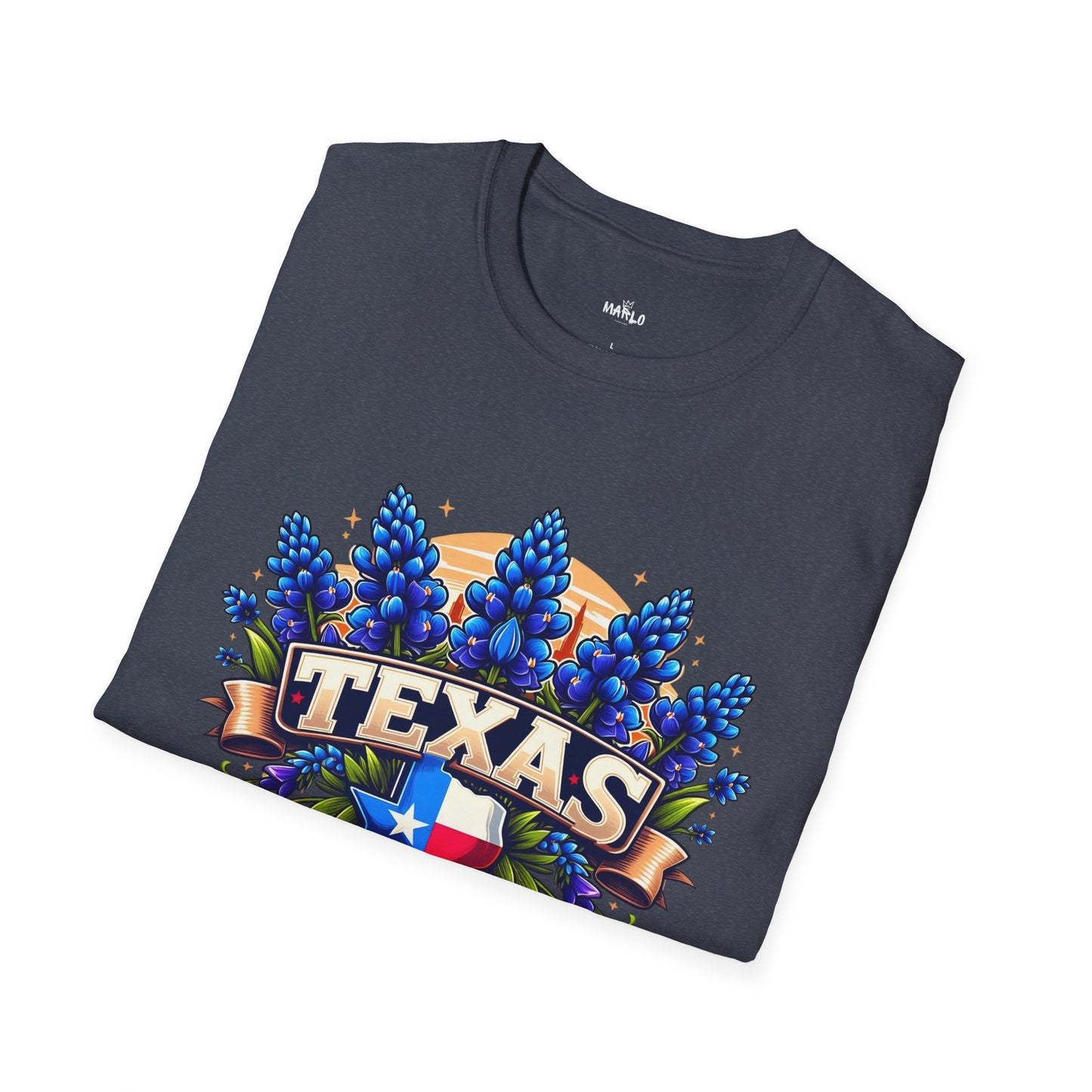 Texas State Flag Softstyle T-Shirt with Bluebonnet Flowers