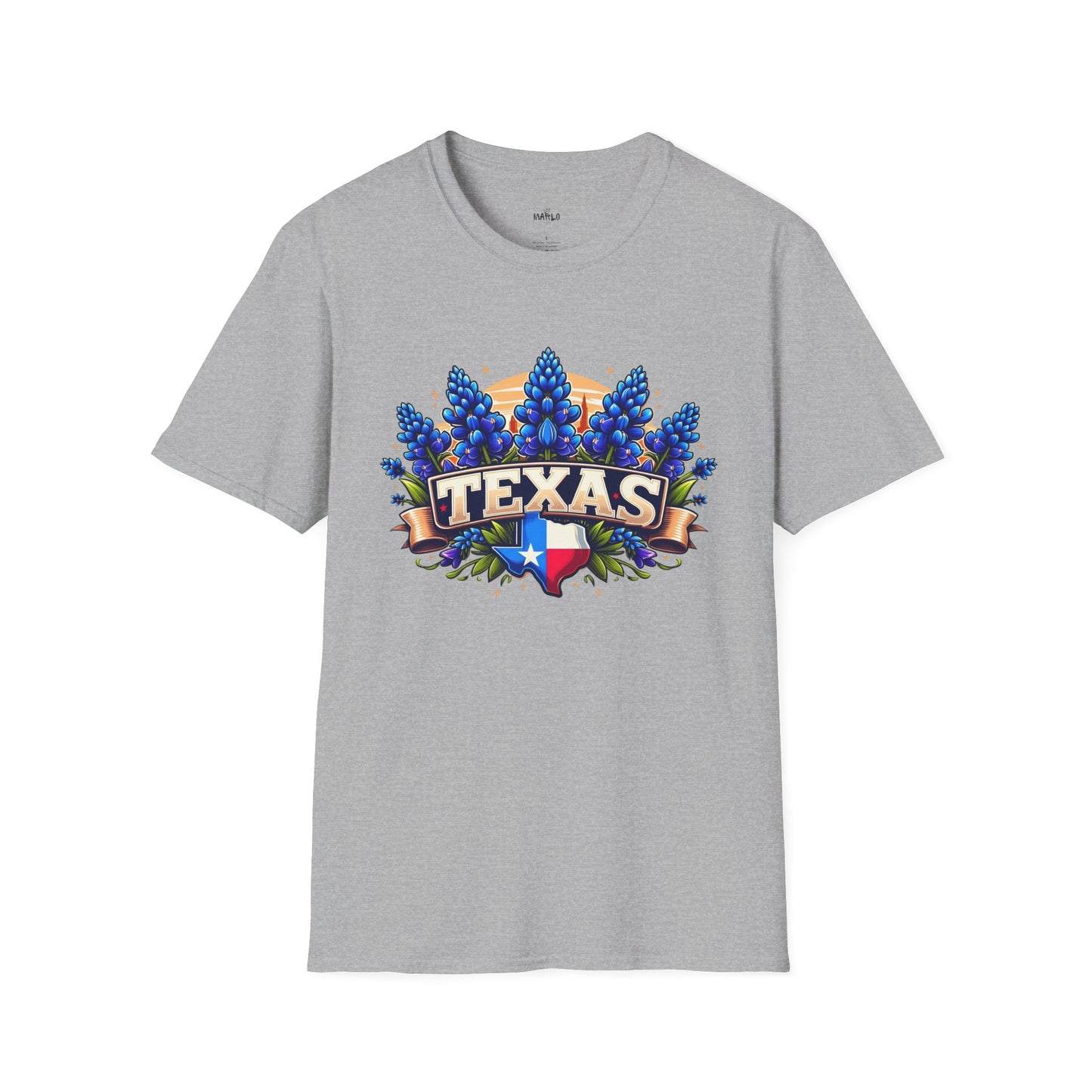 Texas State Flag Softstyle T-Shirt with Bluebonnet Flowers