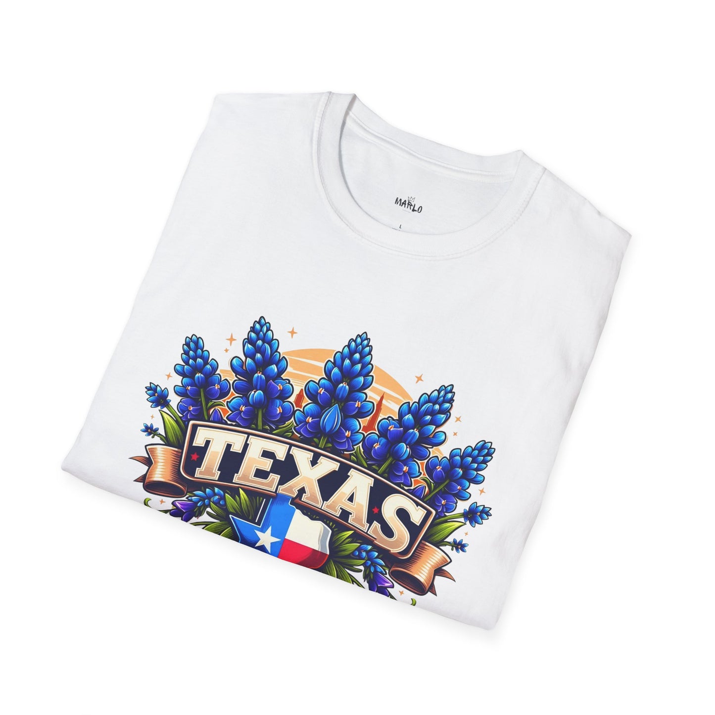 Texas State Flag Softstyle T-Shirt with Bluebonnet Flowers