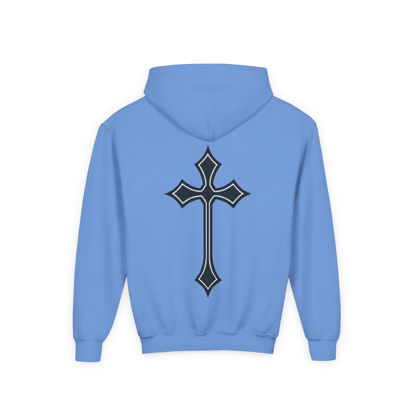 Youth Heavy Blend Hooded Sweatshirt with Cross Design