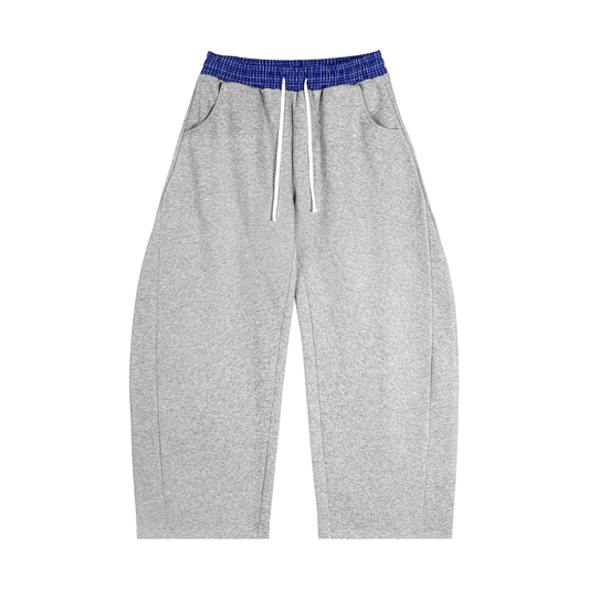 unisex sweatpants,contrast waistband pants,cotton blend barrel sweatpants,casual streetwear pants,modern relaxed fit,MARLO Fashions,barrel pants,wide leg sweats