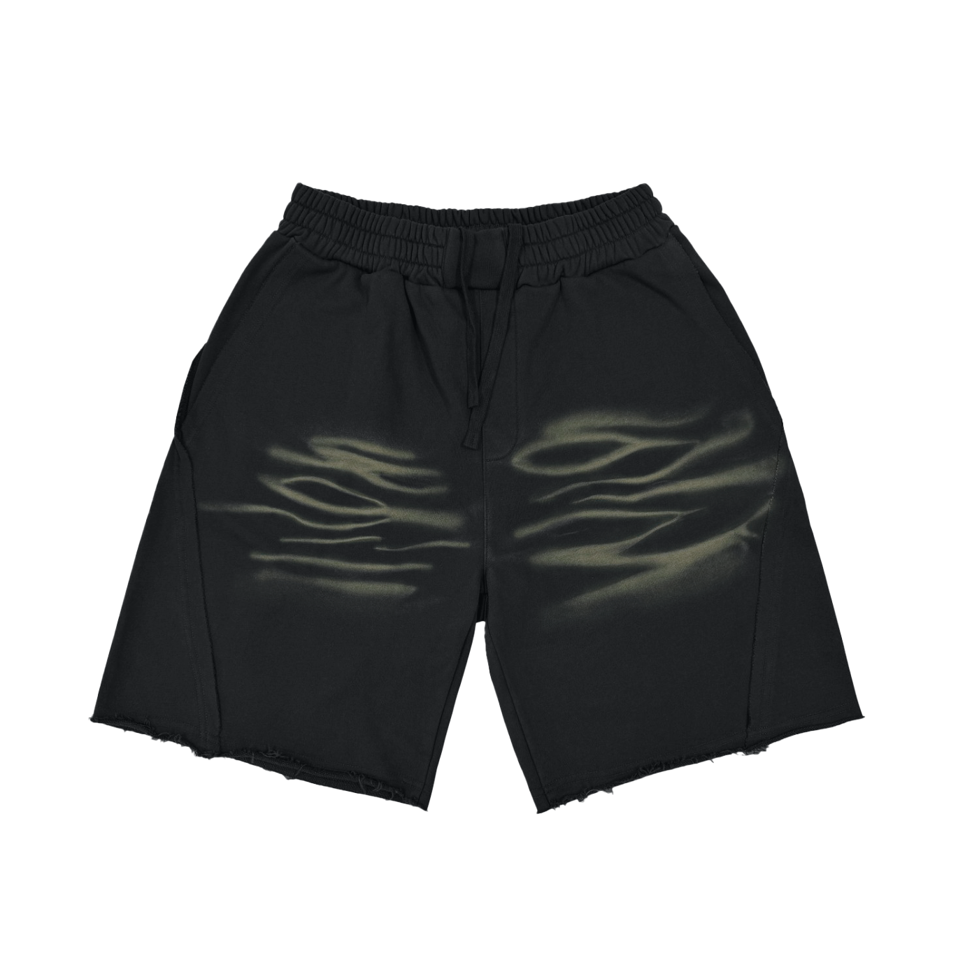 Vintage Washed Flames Pattern Cotton Shorts