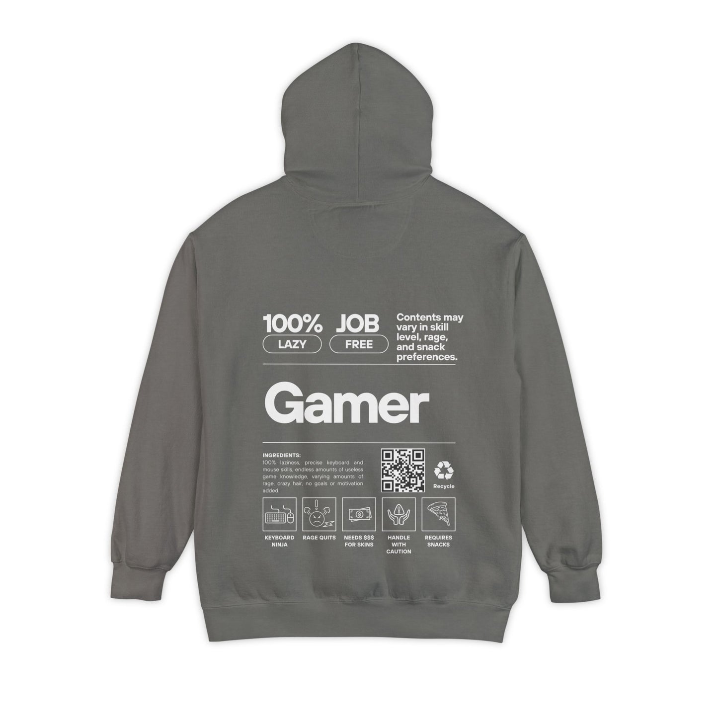 Gamer Hoodie | Funny Gamer Sweatshirt | Gamer Ingredients | Gamer Nutritional Facts | Esports Hoodie