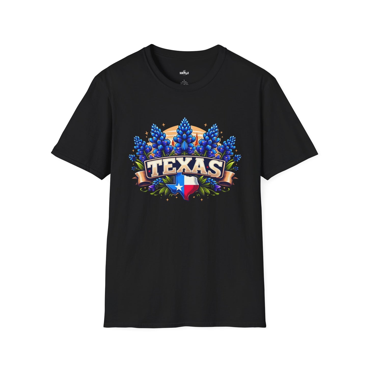 Texas State Flag Softstyle T-Shirt with Bluebonnet Flowers