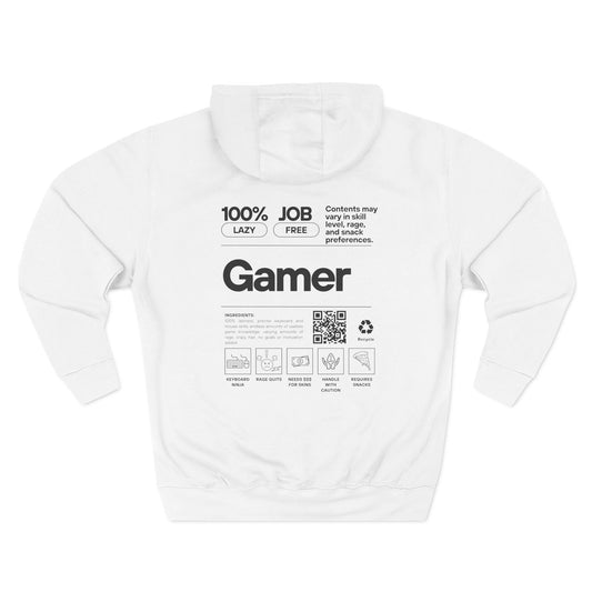 Gamer Hoodie | Funny Gamer Sweatshirt | Gamer Ingredients | Gamer Nutritional Facts | Esports Hoodie