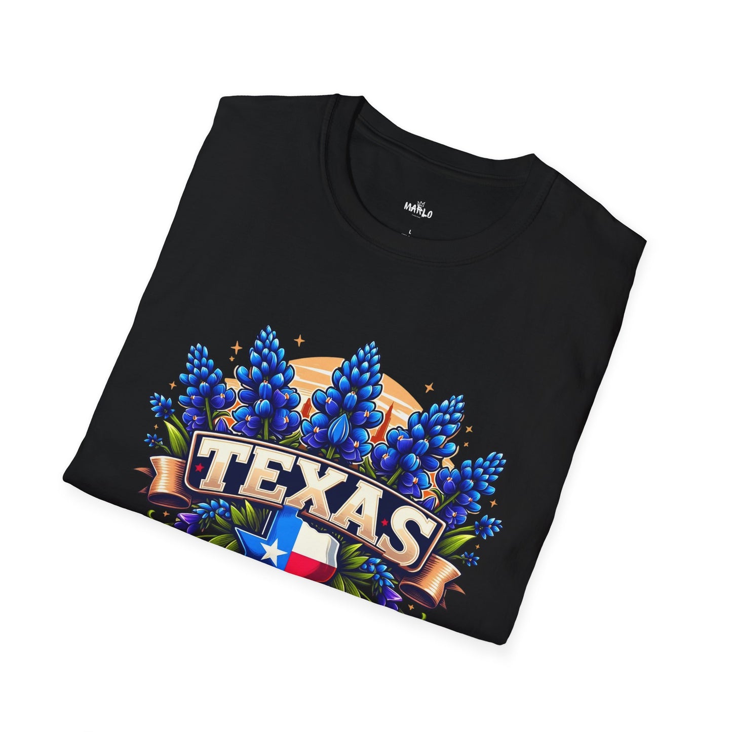 Texas State Flag Softstyle T-Shirt with Bluebonnet Flowers