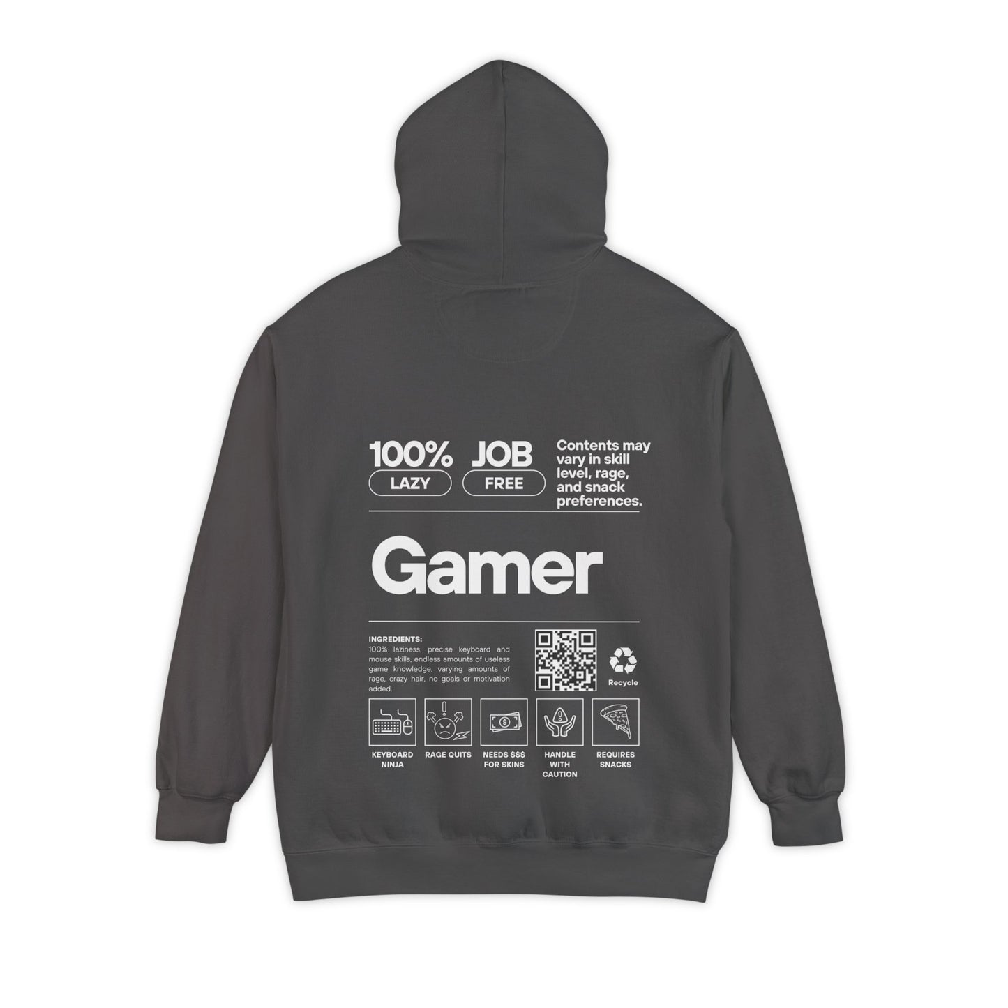 Gamer Hoodie | Funny Gamer Sweatshirt | Gamer Ingredients | Gamer Nutritional Facts | Esports Hoodie