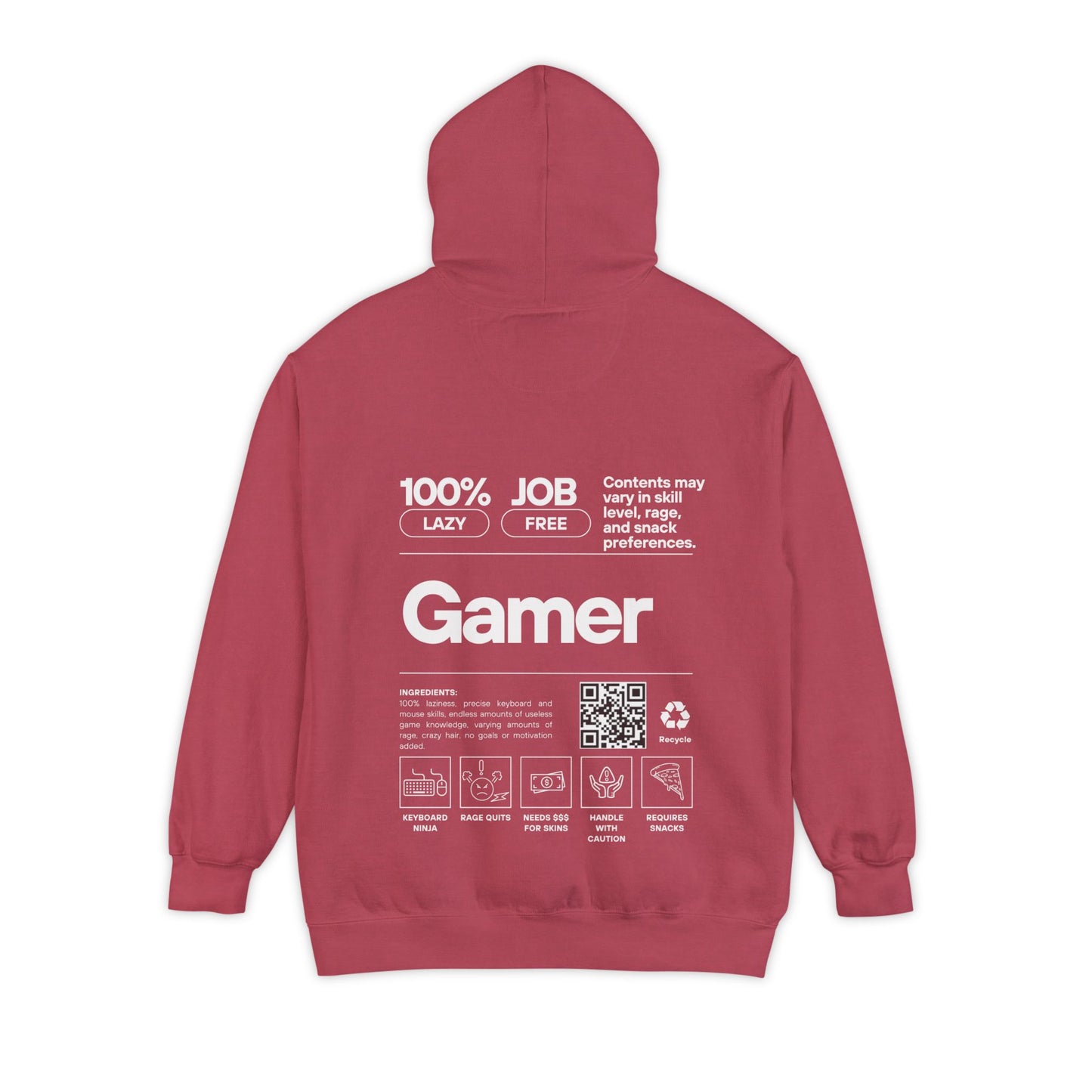 Gamer Hoodie | Funny Gamer Sweatshirt | Gamer Ingredients | Gamer Nutritional Facts | Esports Hoodie