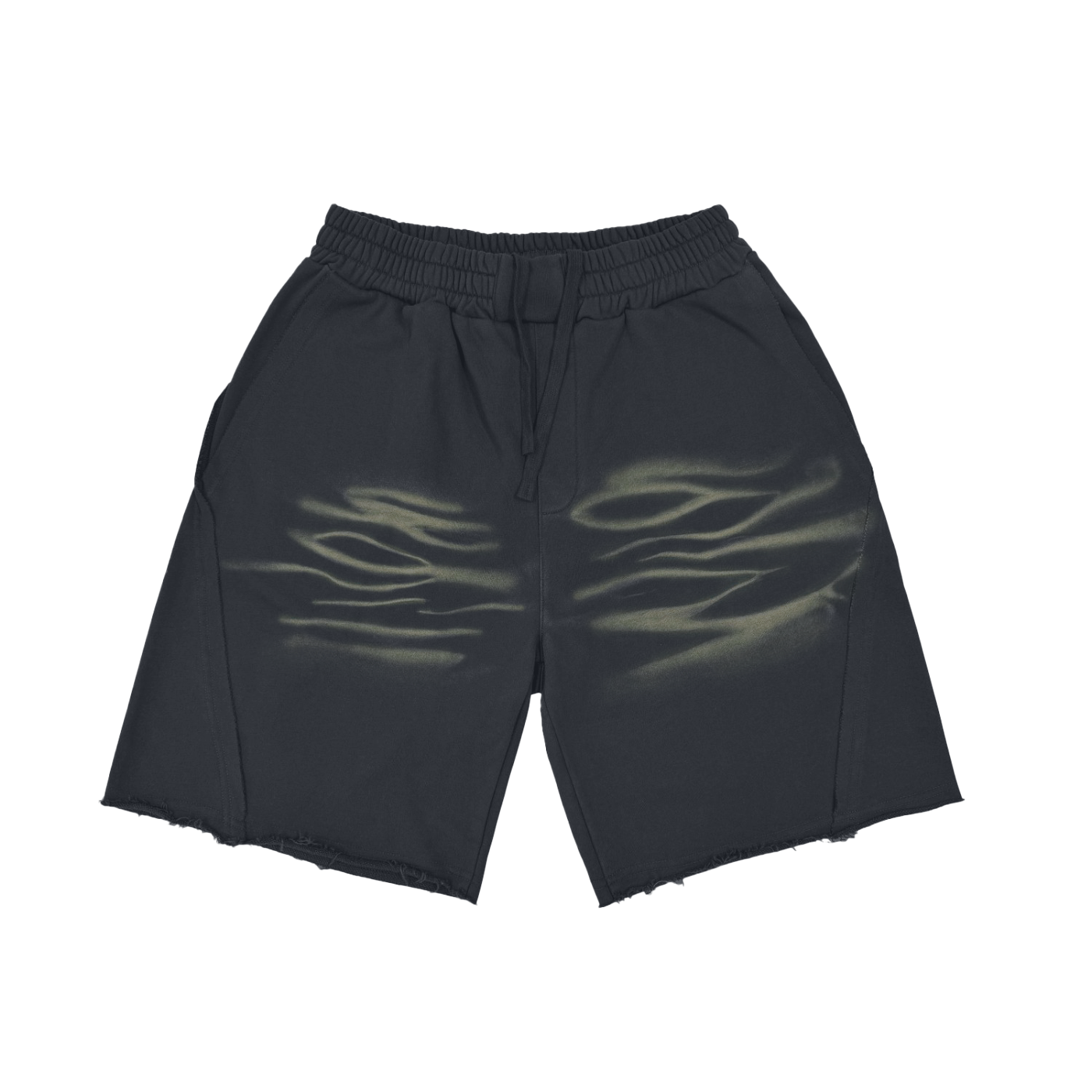 Vintage Washed Flames Pattern Cotton Shorts