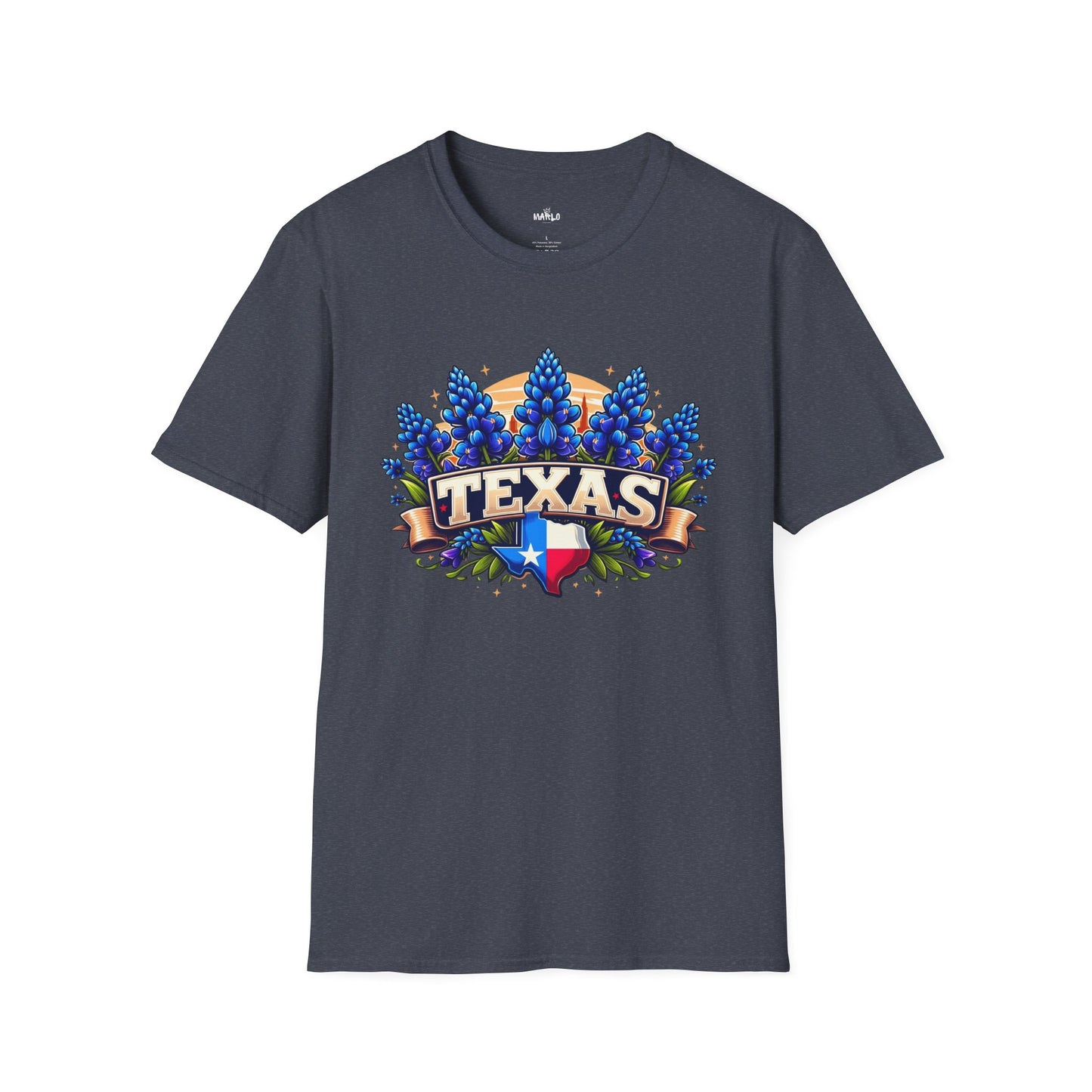 Texas State Flag Softstyle T-Shirt with Bluebonnet Flowers