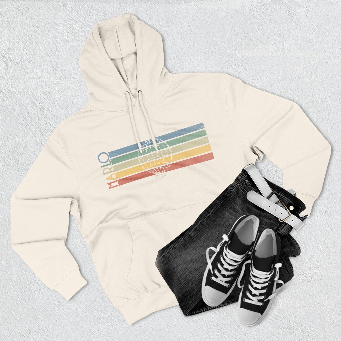 MARLO Vintage Stripe Hoodie – Global Grid Edition