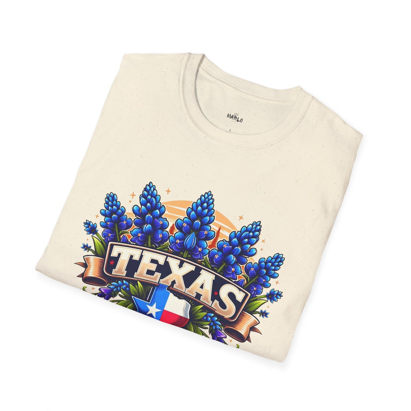Texas State Flag Softstyle T-Shirt with Bluebonnet Flowers