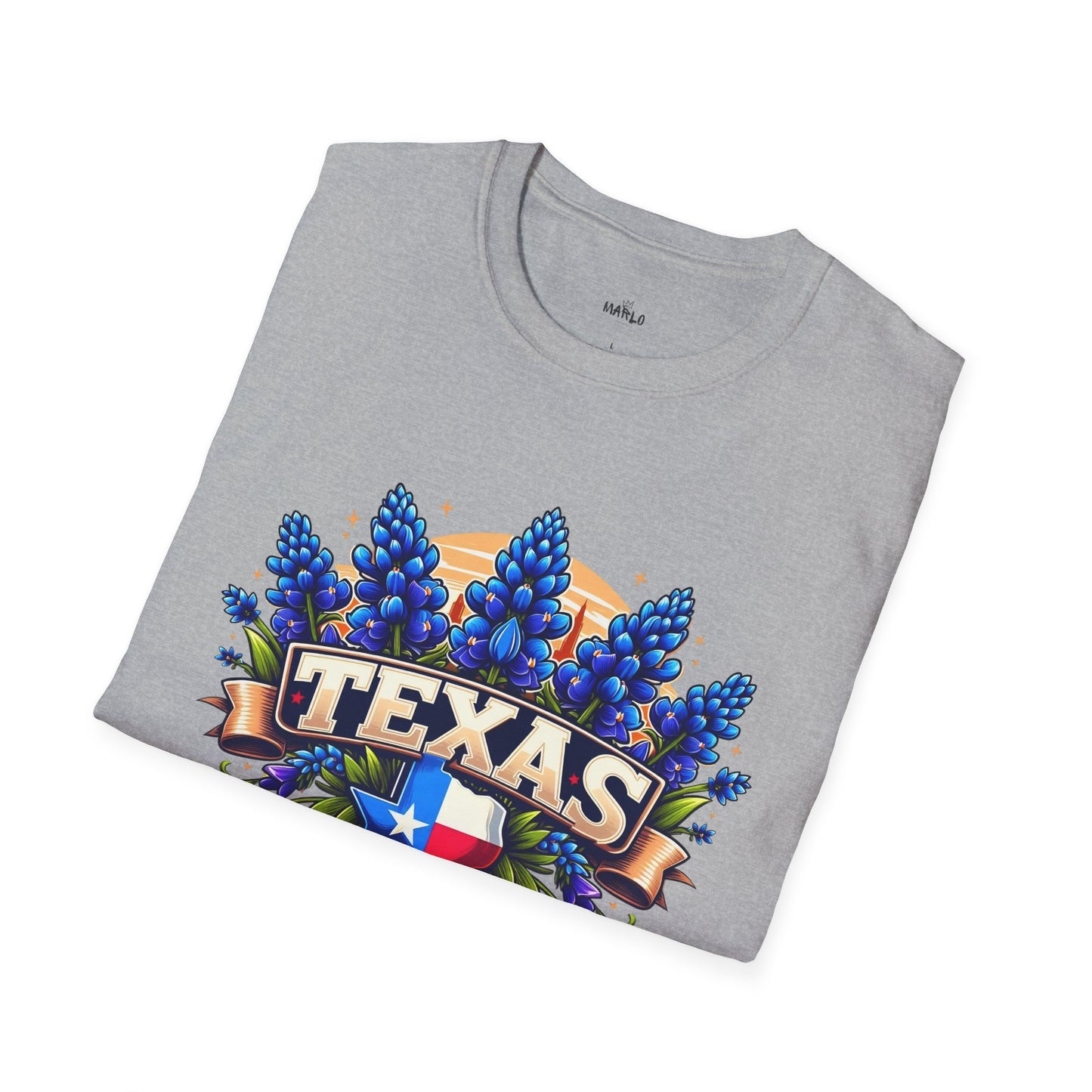 Texas State Flag Softstyle T-Shirt with Bluebonnet Flowers