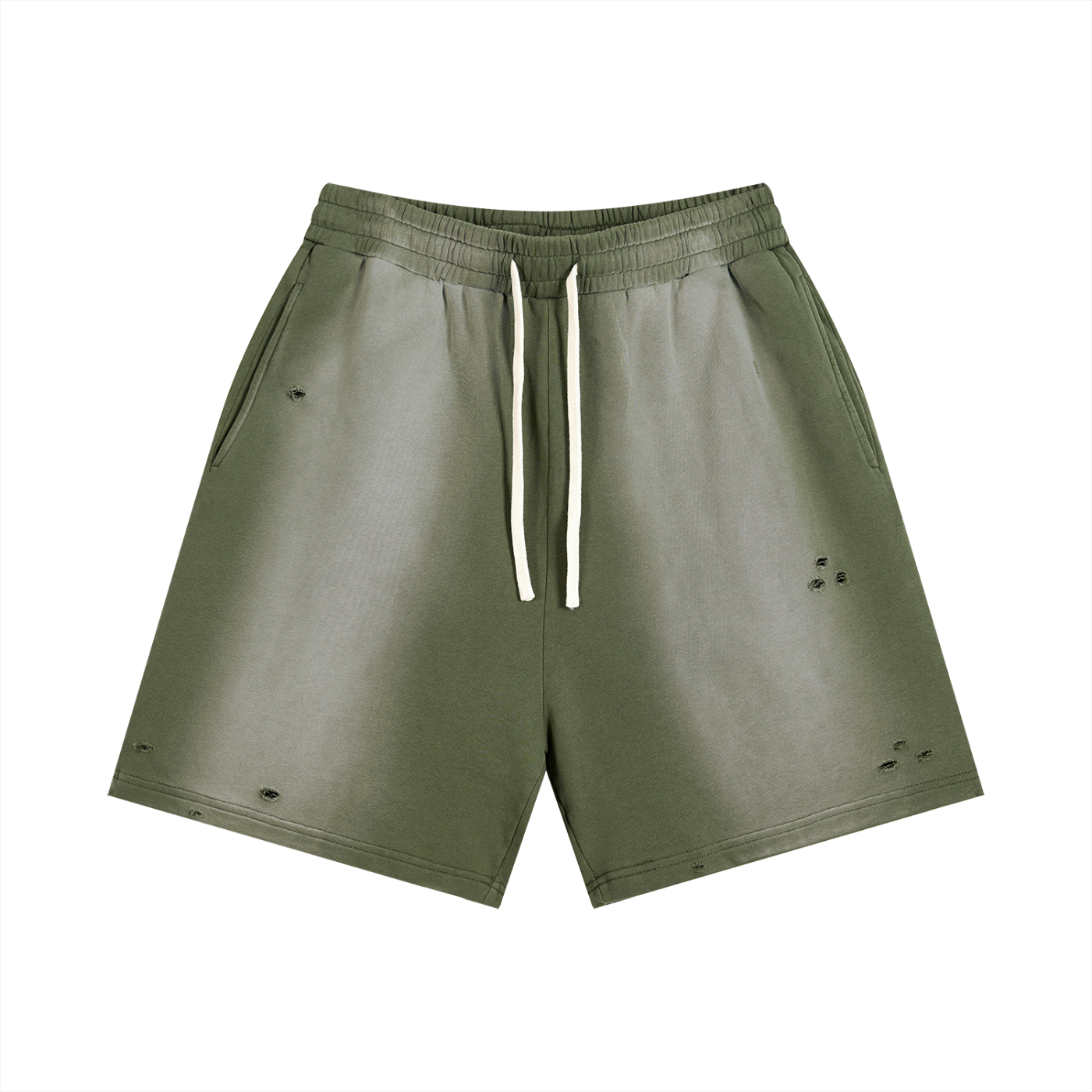 Sun Faded Distressed Cotton Shorts