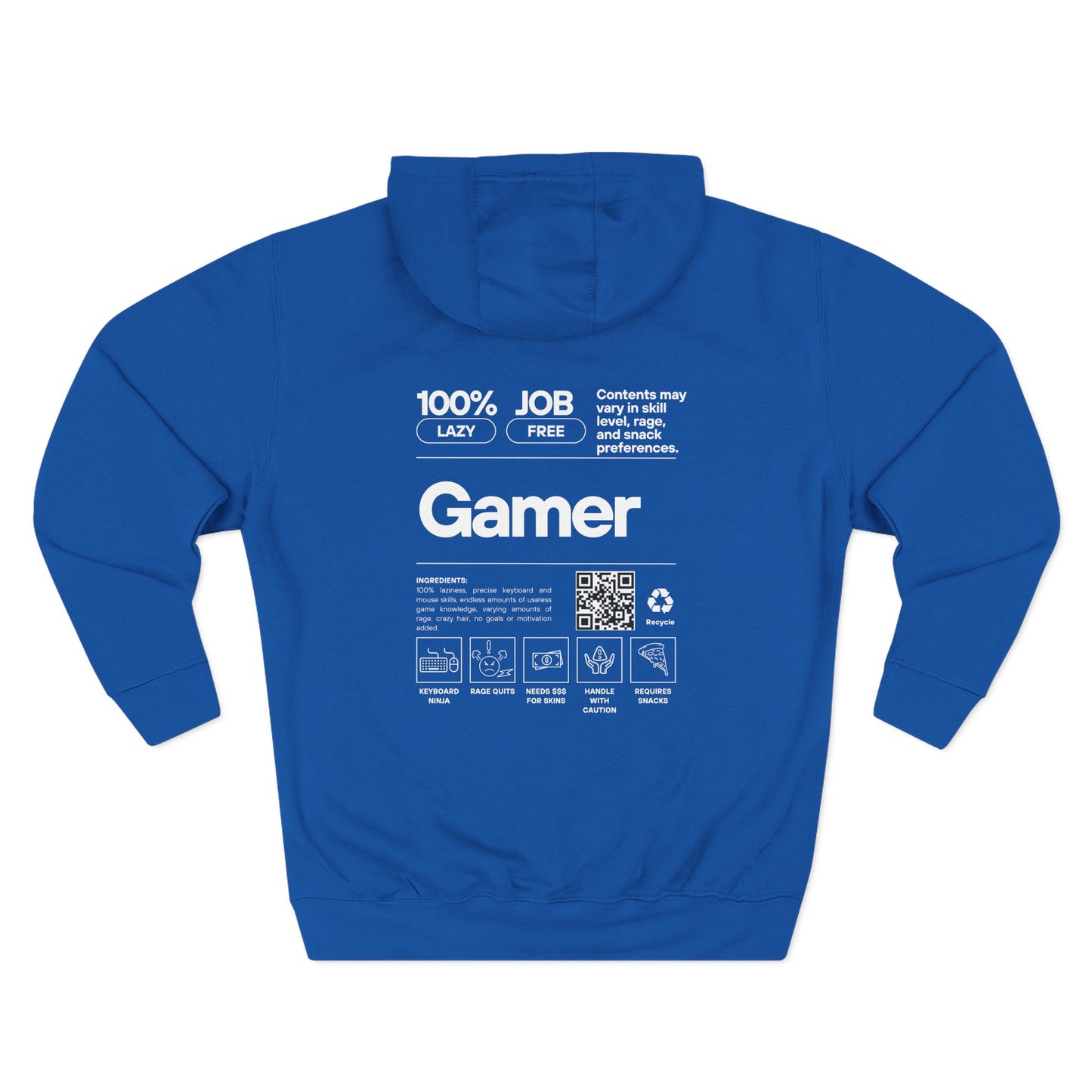 Gamer Hoodie | Funny Gamer Sweatshirt | Gamer Ingredients | Gamer Nutritional Facts | Esports Hoodie