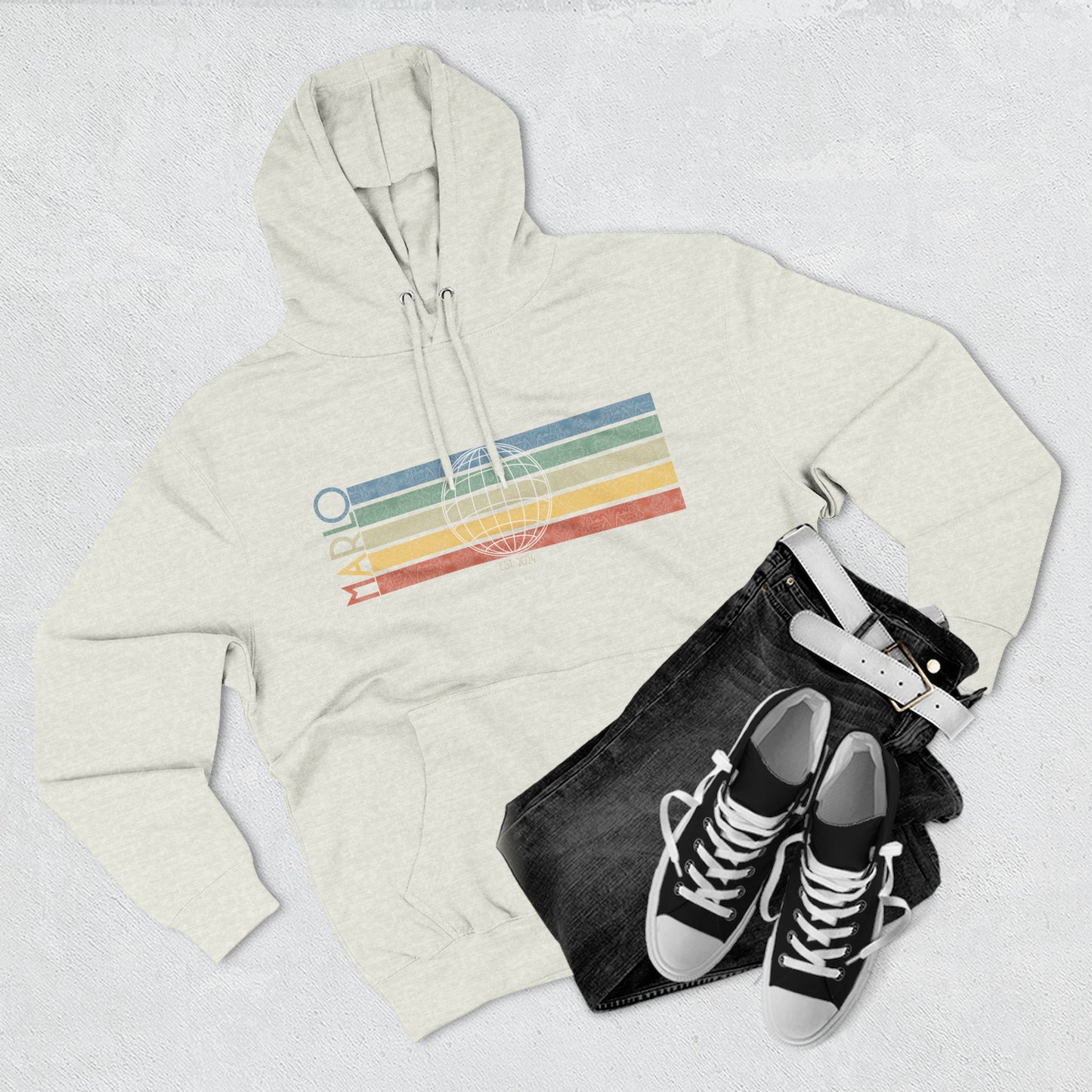 MARLO Vintage Stripe Hoodie – Global Grid Edition
