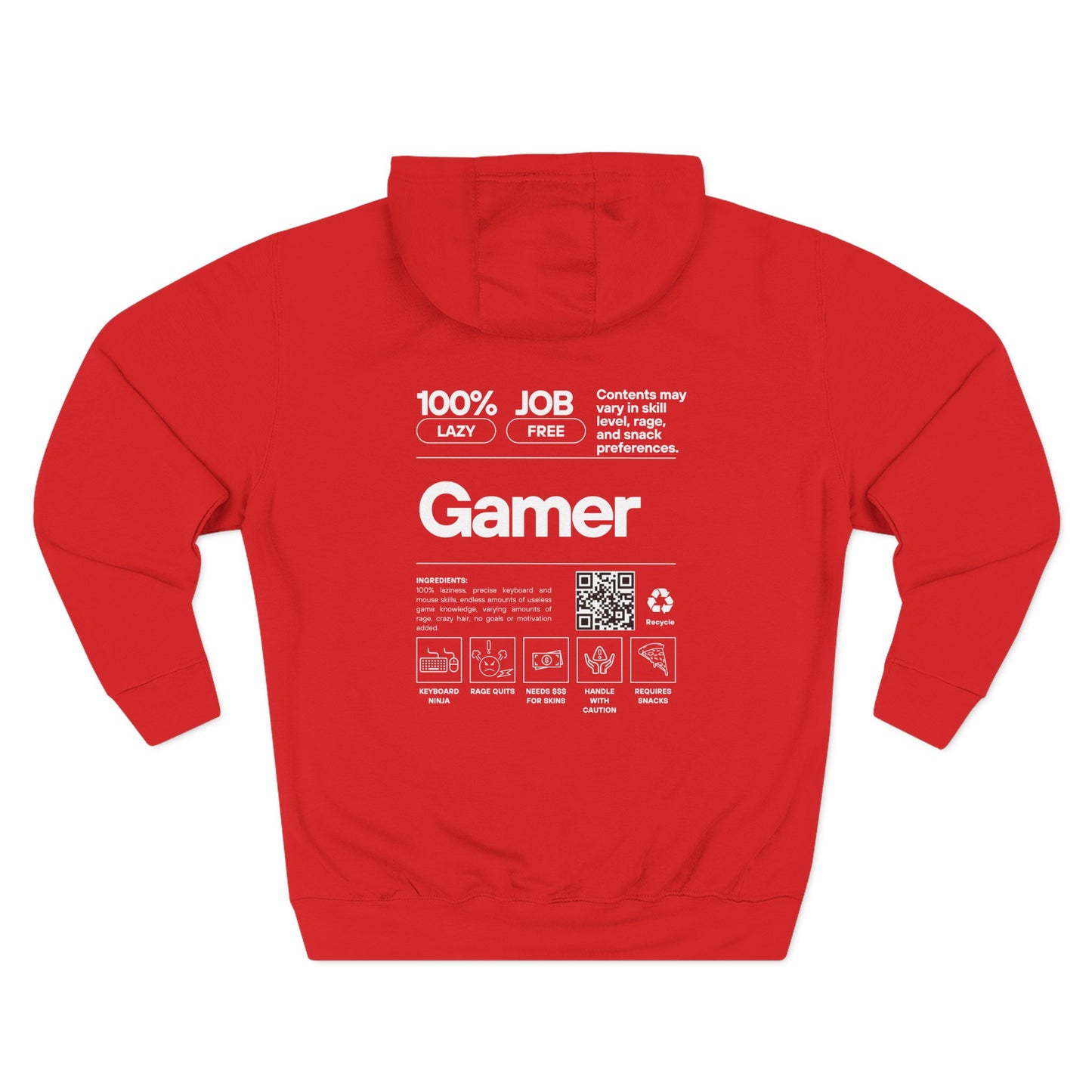 Gamer Hoodie | Funny Gamer Sweatshirt | Gamer Ingredients | Gamer Nutritional Facts | Esports Hoodie