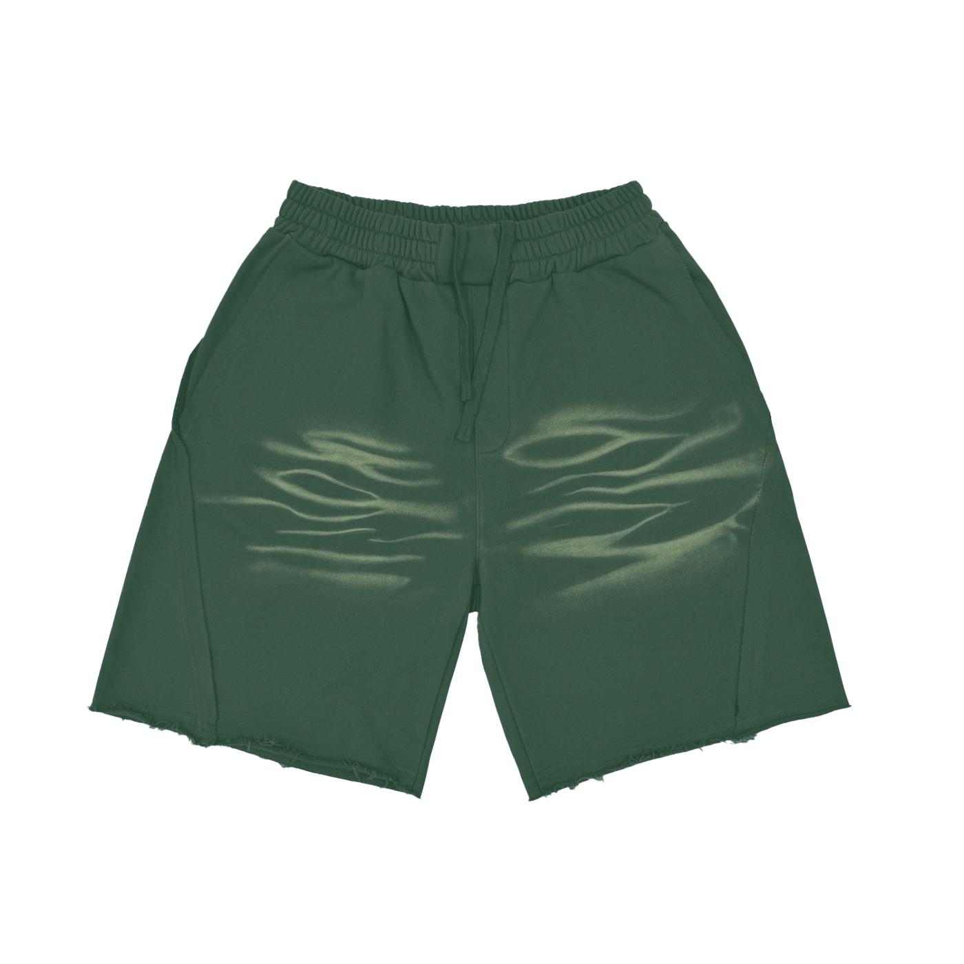 Vintage Washed Flames Pattern Cotton Shorts