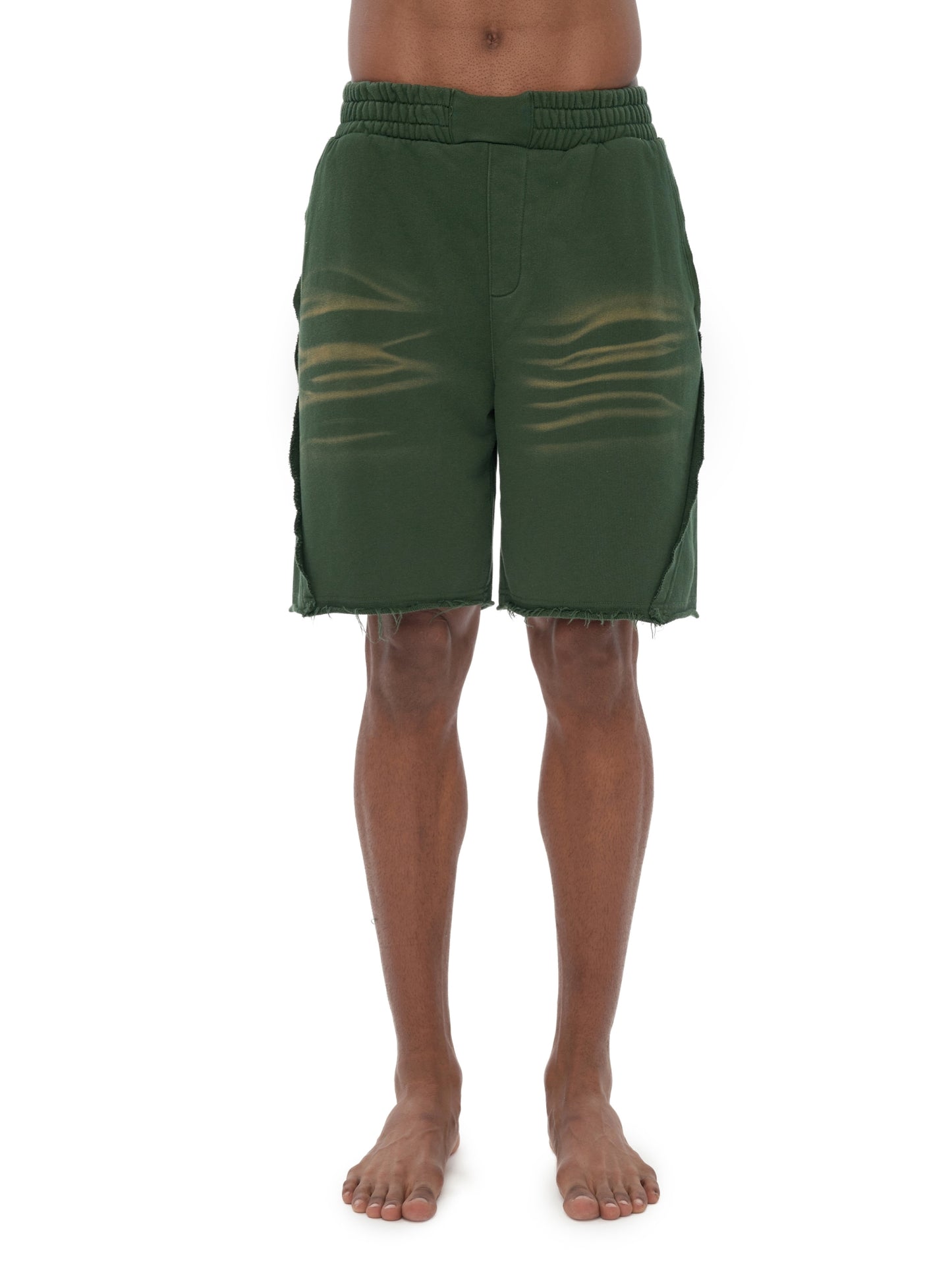 Vintage Washed Flames Pattern Cotton Shorts