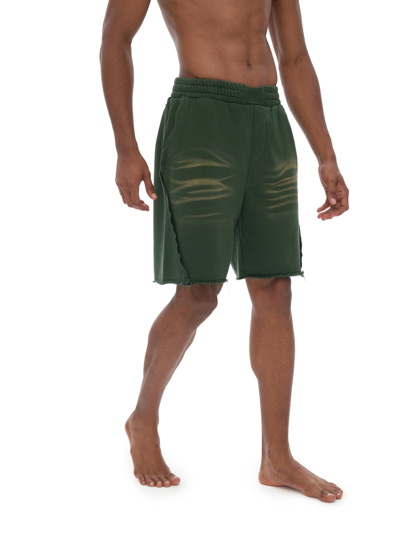 Vintage Washed Flames Pattern Cotton Shorts