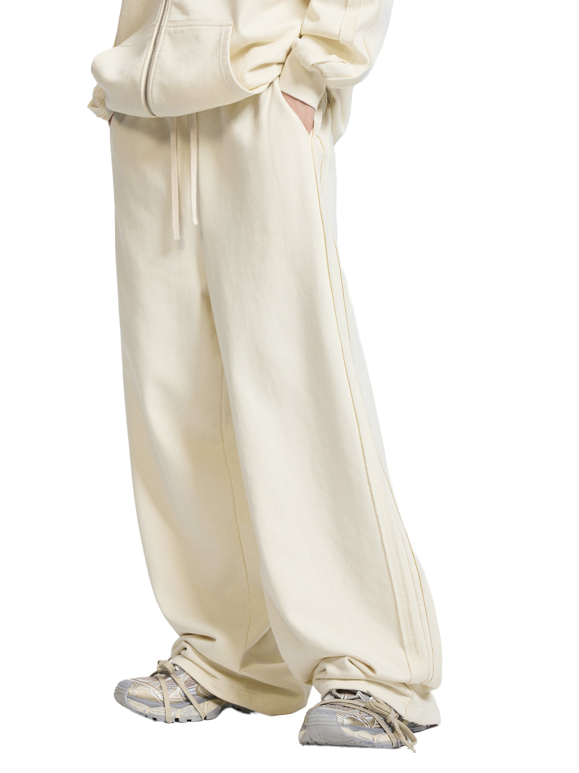 Unisex wide-leg sweatpants,Thick cotton blend joggers,Loose fit patchwork sweatpants,Mid-waist drawstring pants,Street style lounge pants,Heavyweight unisex sweatpants,MARLO Fashions