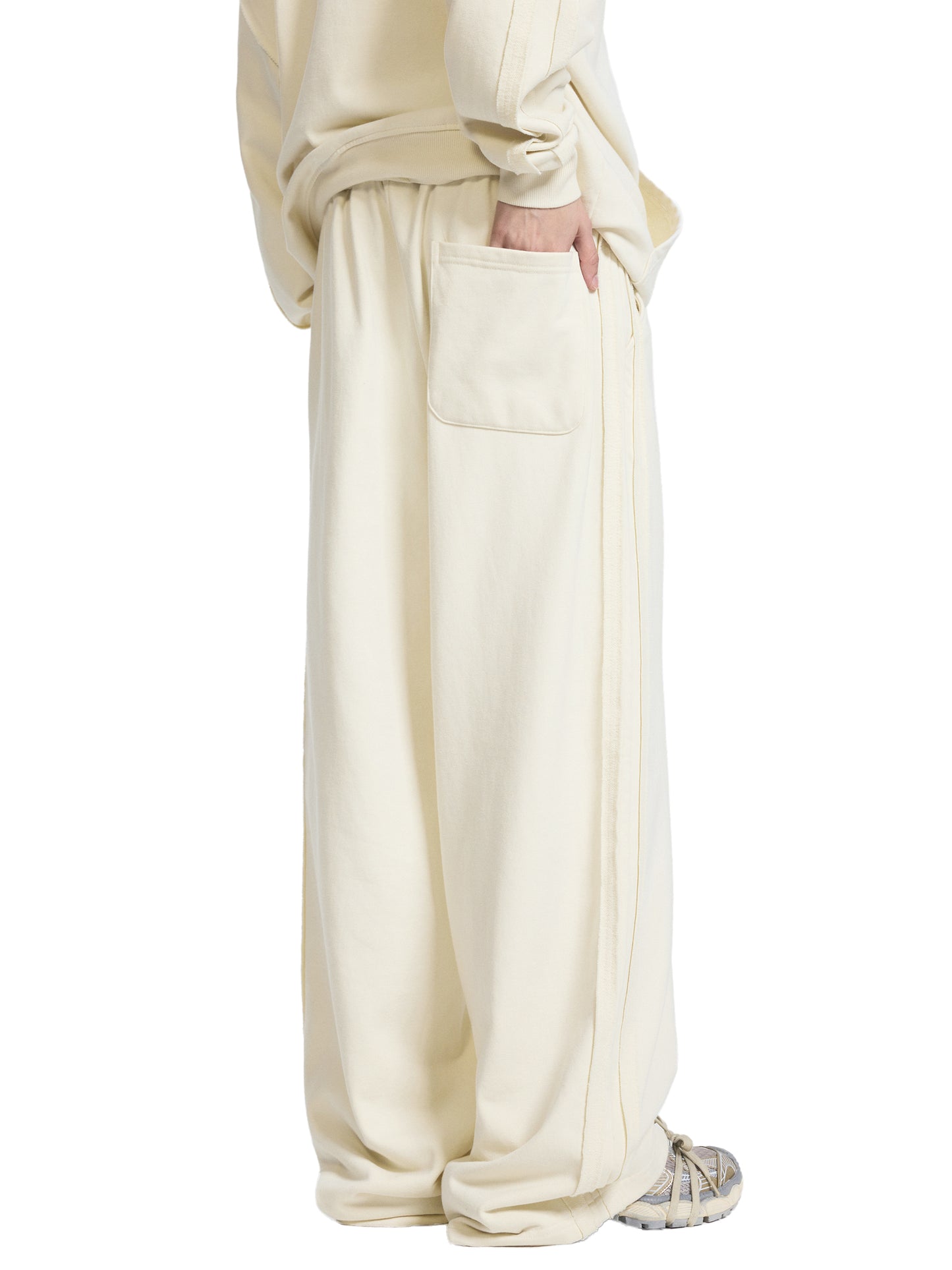 Unisex wide-leg sweatpants,Thick cotton blend joggers,Loose fit patchwork sweatpants,Mid-waist drawstring pants,Street style lounge pants,Heavyweight unisex sweatpants,MARLO Fashions