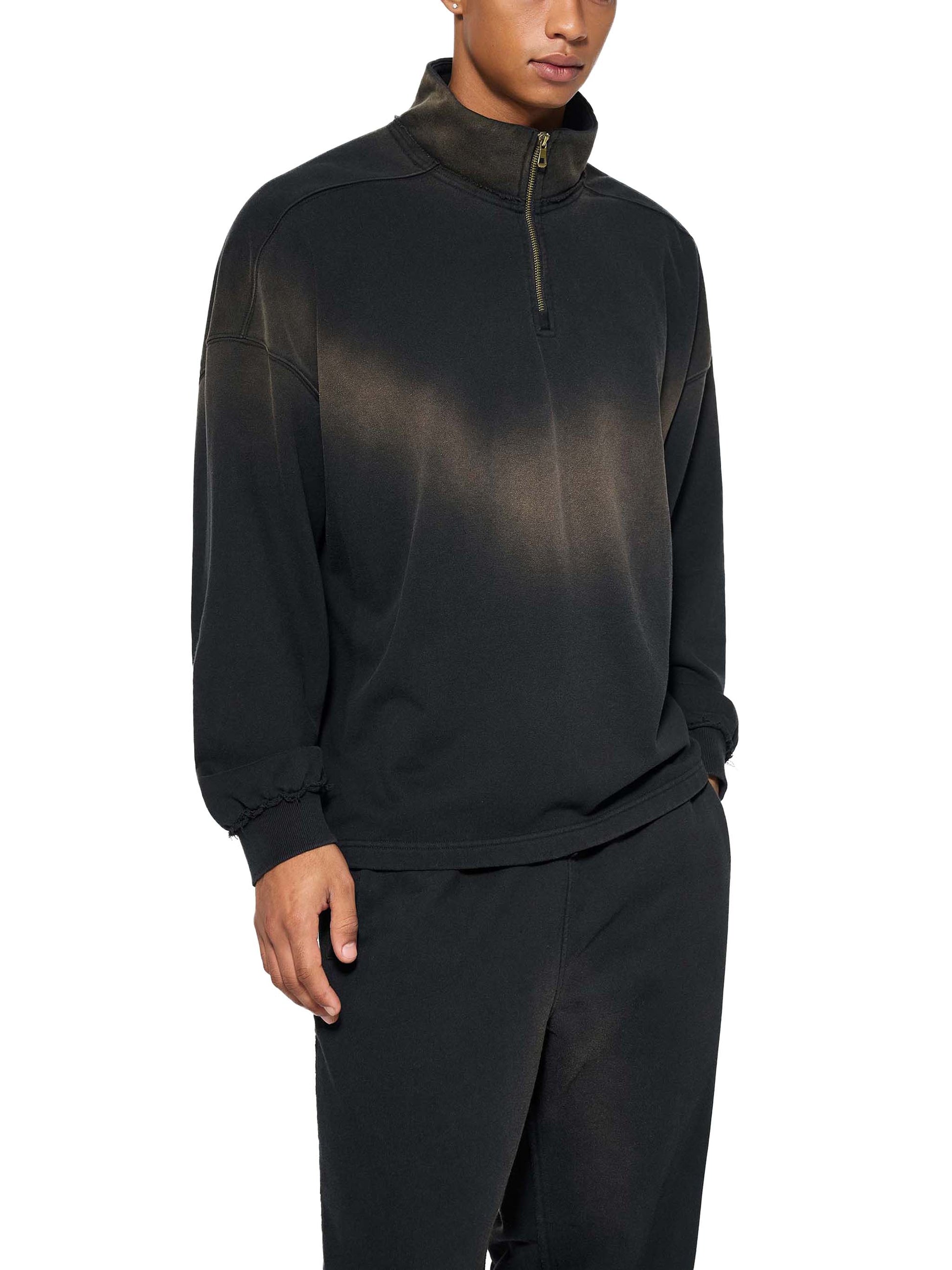 unisex quarter-zip sweatshirt,faded cotton blend pullover,vintage streetwear top,midweight cotton blend,minimalist street style,MARLO Fashions