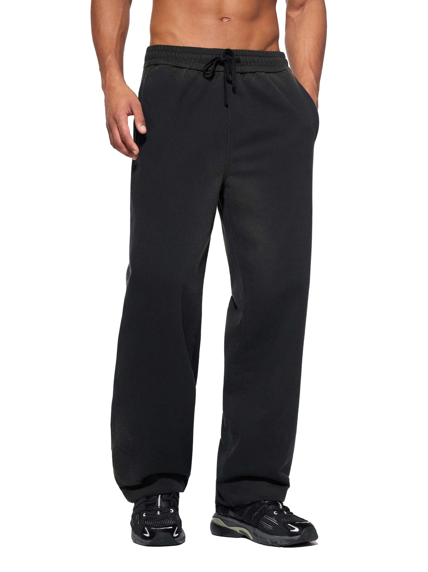 Faded Straight-Leg Cotton Blend Sweatpants