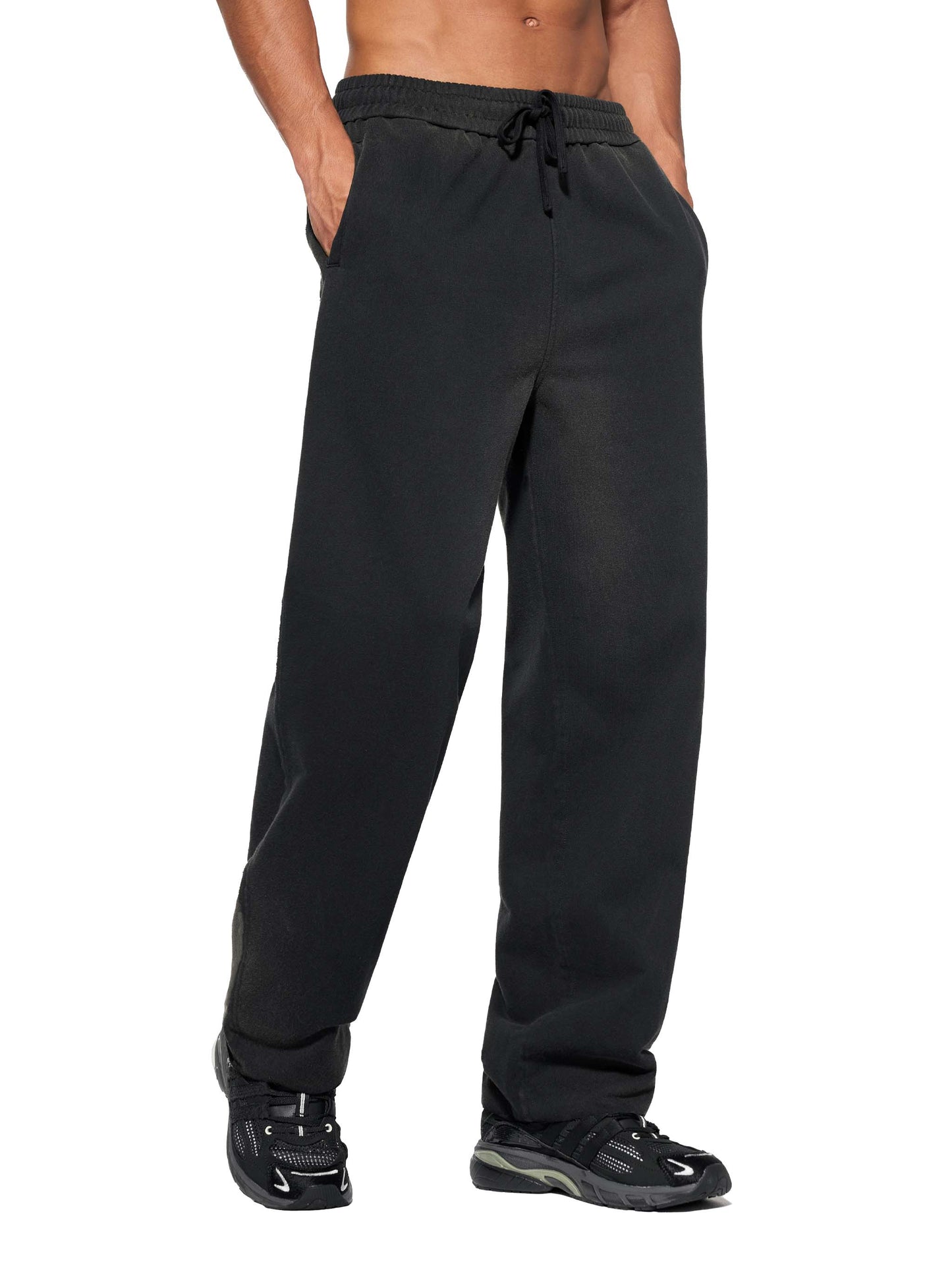 Faded Straight-Leg Cotton Blend Sweatpants