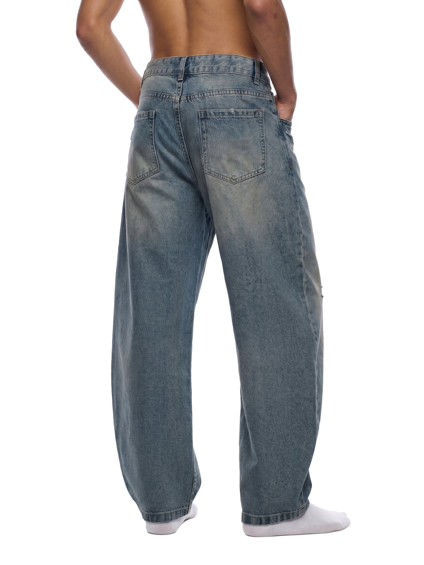 barrel leg jeans,MARLO Fashions,distressed denim jeans,streetwear jeans,cotton blend jeans,washed denim jeans,ripped jeans