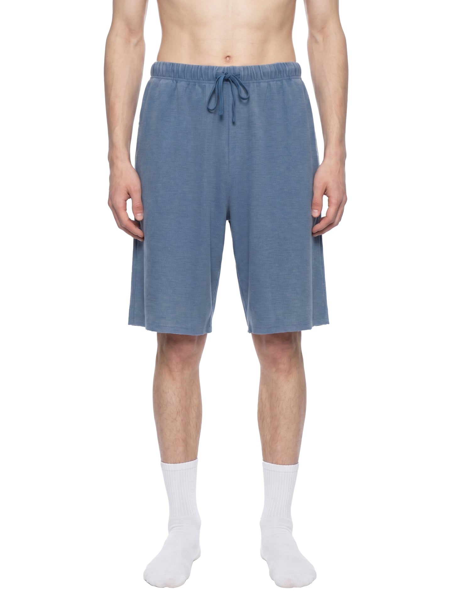 Unisex Vintage Wash Sunfade Waffle Raw Hem Shorts